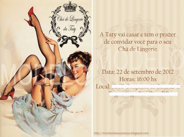 Chá de Lingerie frente e verso